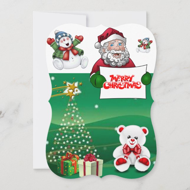 Weihnachts-Flat-Grußkarte, Frohe Weihnachten Karte (Vorderseite)