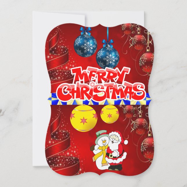 Weihnachts-Flat-Grußkarte, Frohe Weihnachten Karte (Vorderseite)