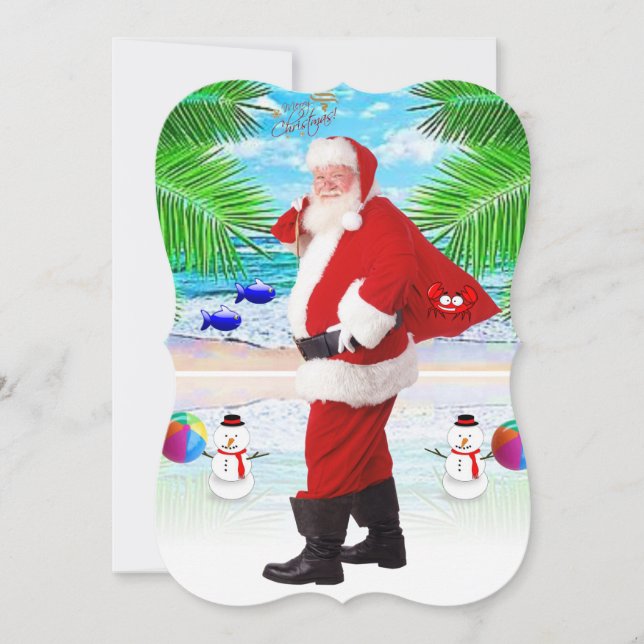 Weihnachts-Flat-Grußkarte, Summer Beach Santa Karte (Vorderseite)