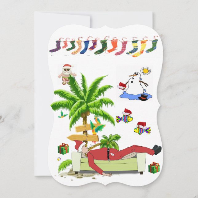 Weihnachts-Flat-Grußkarte, Summer Beach Santa Karte (Vorderseite)