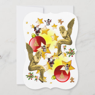 Weihnachts-Flat-Grußkarte, Weihnachtsgel Karte