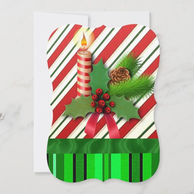Weihnachts-Flat-Grußkarte, Weihnachtskerze Karte (Vorderseite)