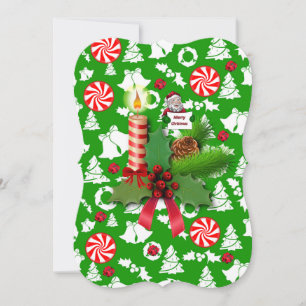 Weihnachts-Flat-Grußkarte, Weihnachtskerze Karte
