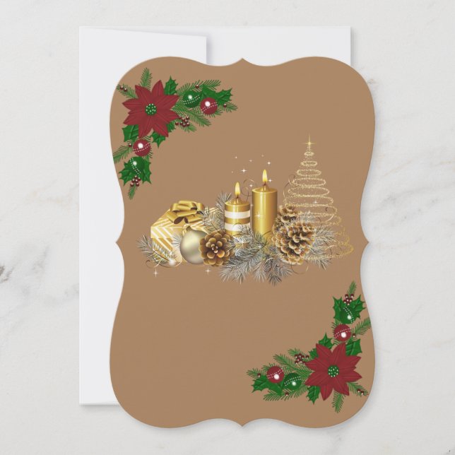 Weihnachts-Flat-Grußkarte, Weihnachtskerze Karte (Vorderseite)