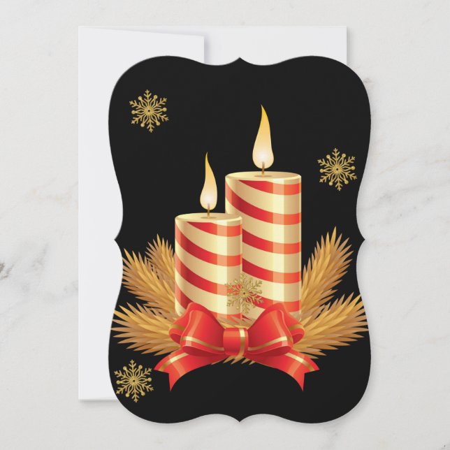 Weihnachts-Flat-Grußkarte, Weihnachtskerze Karte (Vorderseite)