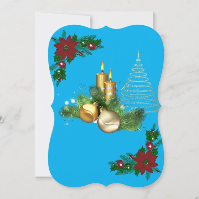 Weihnachts-Flat-Grußkarte, Weihnachtskerze Karte (Vorderseite)