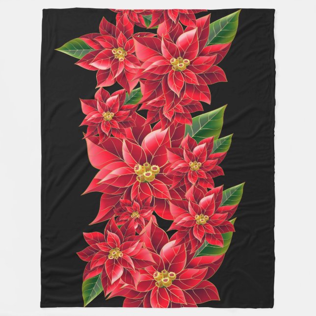 Weihnachts-Fleece Throw Red Poinsettia Fleecedecke (Vorderseite)