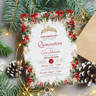 Weihnachts Flor de Pascua Roter Urlaub Quinceanera Einladung