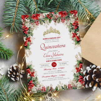 Weihnachts Flor de Pascua Roter Urlaub Quinceanera Einladung
