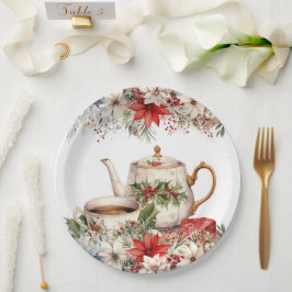Weihnachts-Flora-Tee-Feier Pappteller