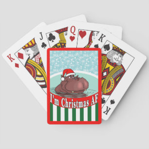 Weihnachts-Flusspferd im Whirlpool - Weihnachten A Spielkarten