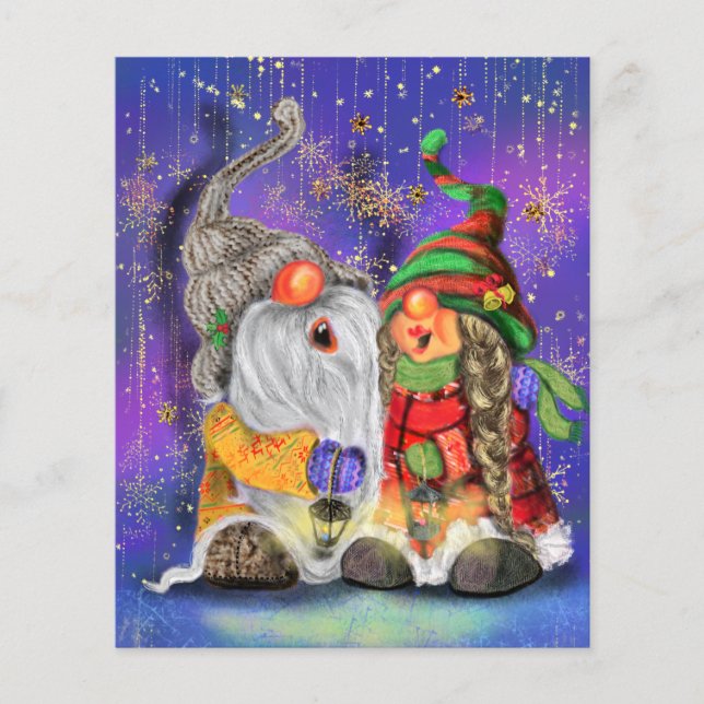 Weihnachts-Flyer Couple Gnomes Gesangsspass Flyer (Vorne)