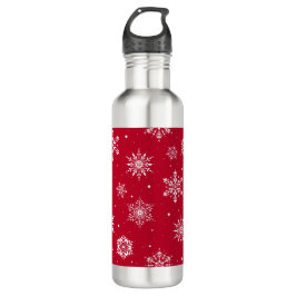 Weihnachts-Folk-Schneeflocken Rot Edelstahlflasche