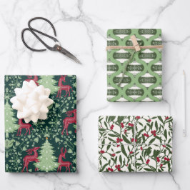 Weihnachts-Folklorekünstlerin, Ornamente, Mistleto Geschenkpapier Set