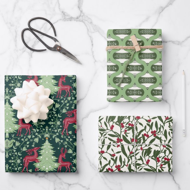 Weihnachts-Folklorekünstlerin, Ornamente, Mistleto Geschenkpapier Set (Vorderseite)