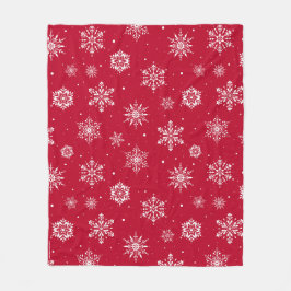 Weihnachts-Folkloreschenschneeflocken Rotes Vlies- Fleecedecke