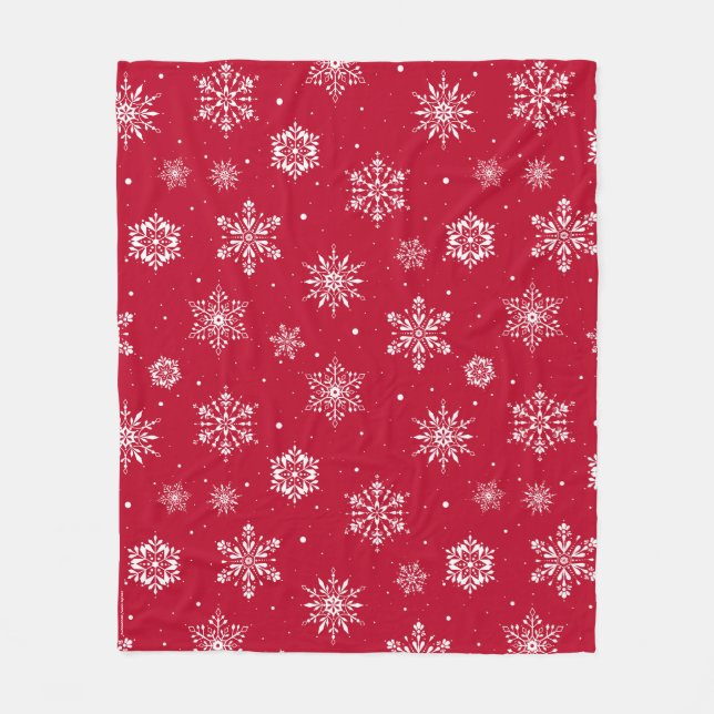 Weihnachts-Folkloreschenschneeflocken Rotes Vlies- Fleecedecke (Vorderseite)