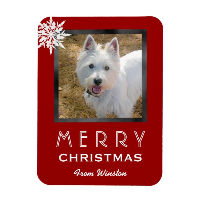 Weihnachts-Foto 3x4 Gruß vom Hund / Haustier Magnet (Vertikal)