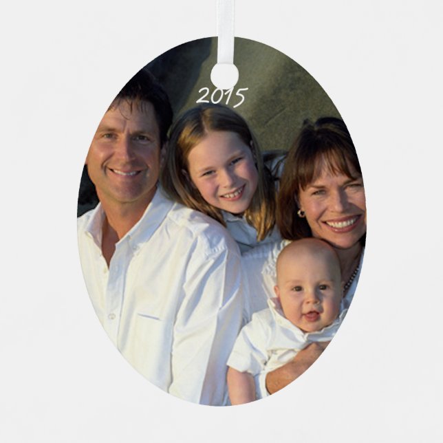 Weihnachts-Foto Aged Damask Ornament (Vorderseite)