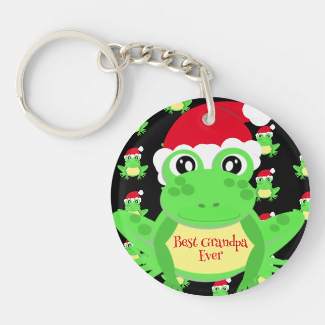 Weihnachts-Foto Black Frog Weihnachtsmannmütze Mus Schlüsselanhänger (Vorderseite)