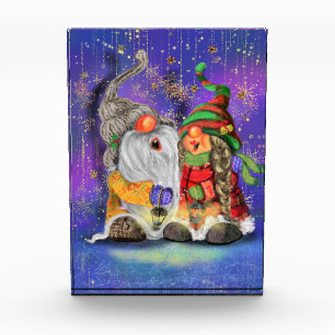 Weihnachts Foto Block Couple Gnomes singen