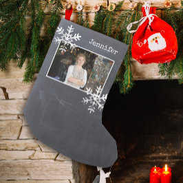 Weihnachts-Foto Chalkboard Not leidende Schneefloc Kleiner Weihnachtsstrumpf