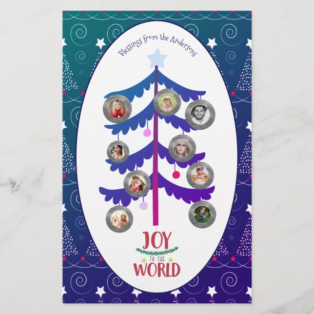 Weihnachts-FOTO Familienbaum-Letter Jahr in Überpr Briefpapier (Vorderseite)