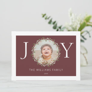 Weihnachts-Foto Freude Aquarellkranz Bordeaux rot