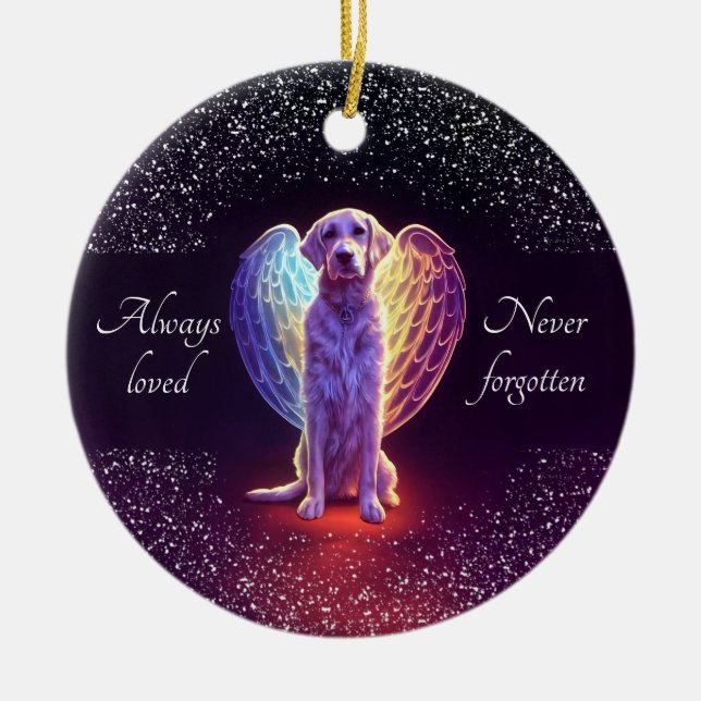 Weihnachts-Foto-Gedenkstätte Hund Angel Wings Keramik Ornament (Vorne)