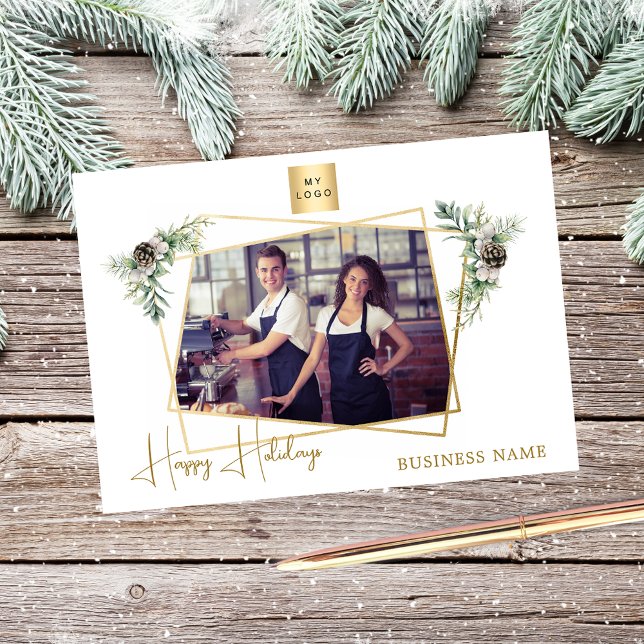 Weihnachts-Foto geometrisches Gold, modern Feiertagskarte (Von Creator hochgeladen)