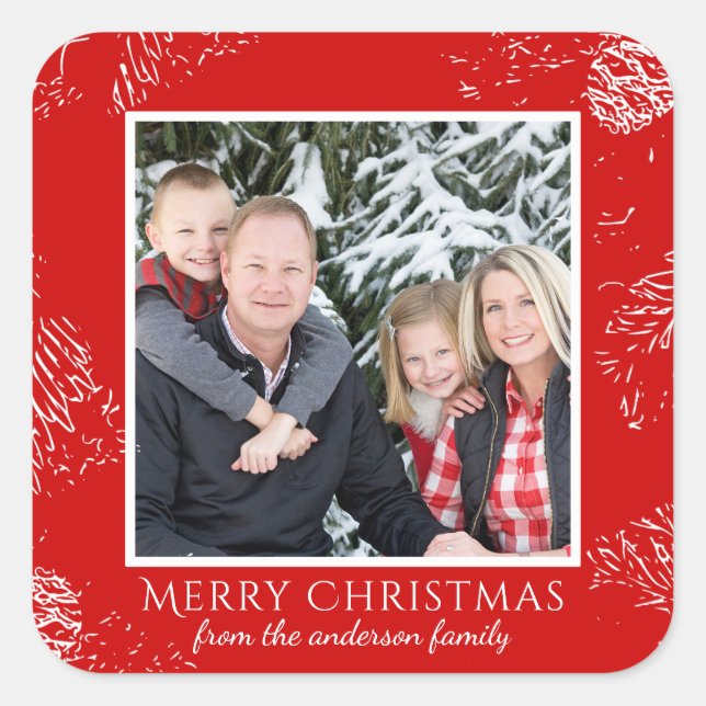Weihnachts-Foto-Geschenkartikel Quadratischer Aufkleber (Vorderseite)