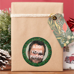 Weihnachts-Foto-Geschenketiketten Runder Aufkleber