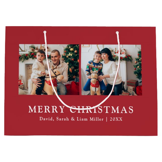 Weihnachts-Foto-Geschenktaschen Große Geschenktüte (Vorderseite)