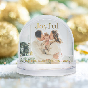 Weihnachts-Foto Gold-Freude Text Snow Globe Schneekugeln