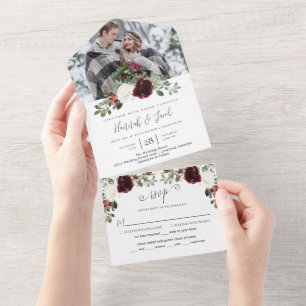 Weihnachts-Foto-Hochzeit in einem All In One Einladung