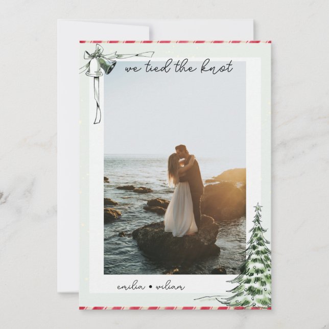 Weihnachts-Foto-Hochzeitsankündigung Einladung (Vorderseite)