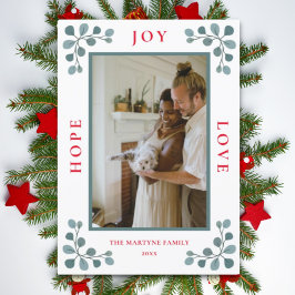 Weihnachts-Foto Hope Joy Liebe Eucalyptus Blätter  Feiertagskarte
