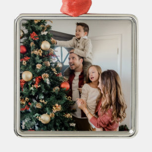 Weihnachts-Foto Ihrer Familie Personalisiert Ornament Aus Metall