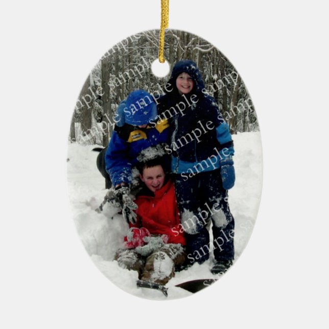 Weihnachts-Foto Keepake Keramik Ornament (Vorne)