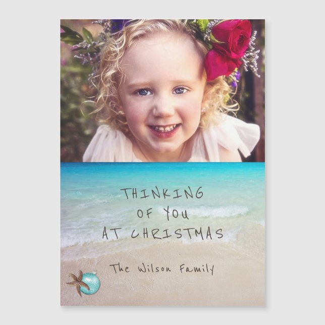 Weihnachts-Foto Magnetkarte am Strand (Vorderseite)