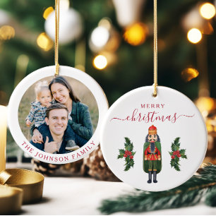 Weihnachts-Foto mit Nussknacker Keramik Ornament