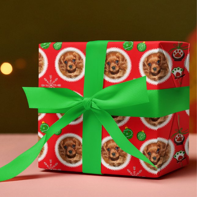 Weihnachts Foto Muster Leckereien Spielzeug Geschenkpapier Set (Great to personalize your dog wrapping paper with your photo for the holidays!)