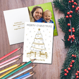 Weihnachts Foto Name Custom Fun Coloring Einzigart Feiertagskarte