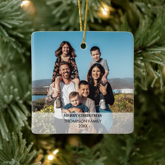 Weihnachts-Foto Portrait Weihnachten Keramikornament (Baum)