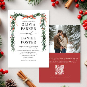 Weihnachts-Foto-QR-Code-Watercolor-Roter-Bogen-Hoc Einladung