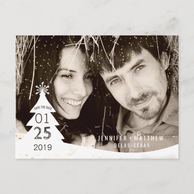 Weihnachts-Foto Save the Date Ankündigungspostkarte (Vorderseite)