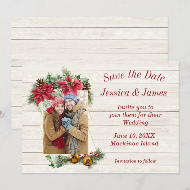 Weihnachts-Foto Save the Date Einladung (Vorne/Hinten)