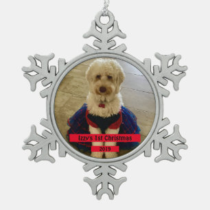 Weihnachts-Foto Schneeflocken Zinn-Ornament