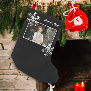 Weihnachts-Foto Schwarze beängstigende Schneefloc Kleiner Weihnachtsstrumpf