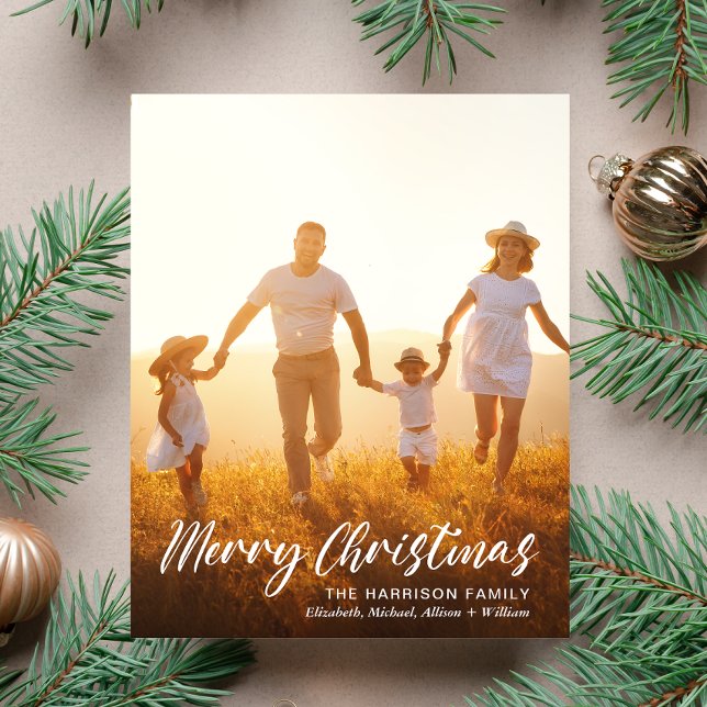 Weihnachts-Foto-Skript-Overlay-Weihnachtskarte (This holiday season, let the magic of your cherished moments unfold with our 4 photo Christmas card)